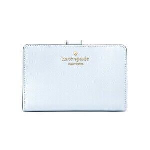New Kate Spade Madison Medium Compact Bifold Wallet Leather Watercolor Blue